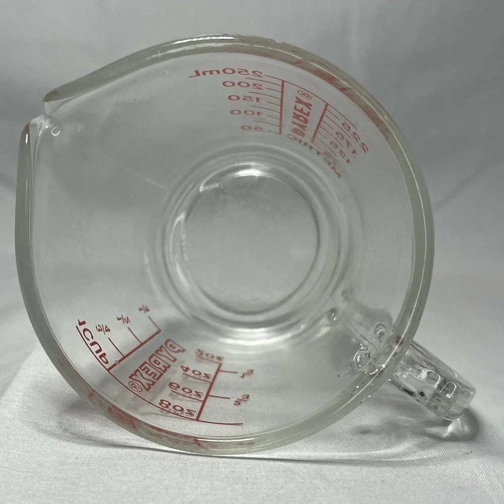 Vintage Pyrex 1 Cup‎ 8oz Glass Measuring Cup Red Lettering 250mL Metric USA 508